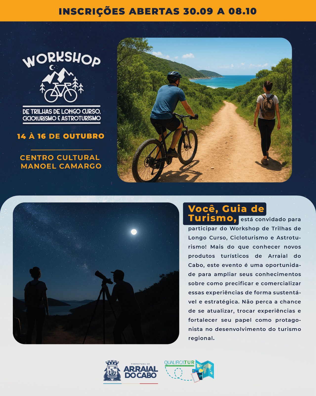Estão abertas as inscrições para o Workshop de Trilhas de Longo Curso, Cicloturismo e Astroturismo