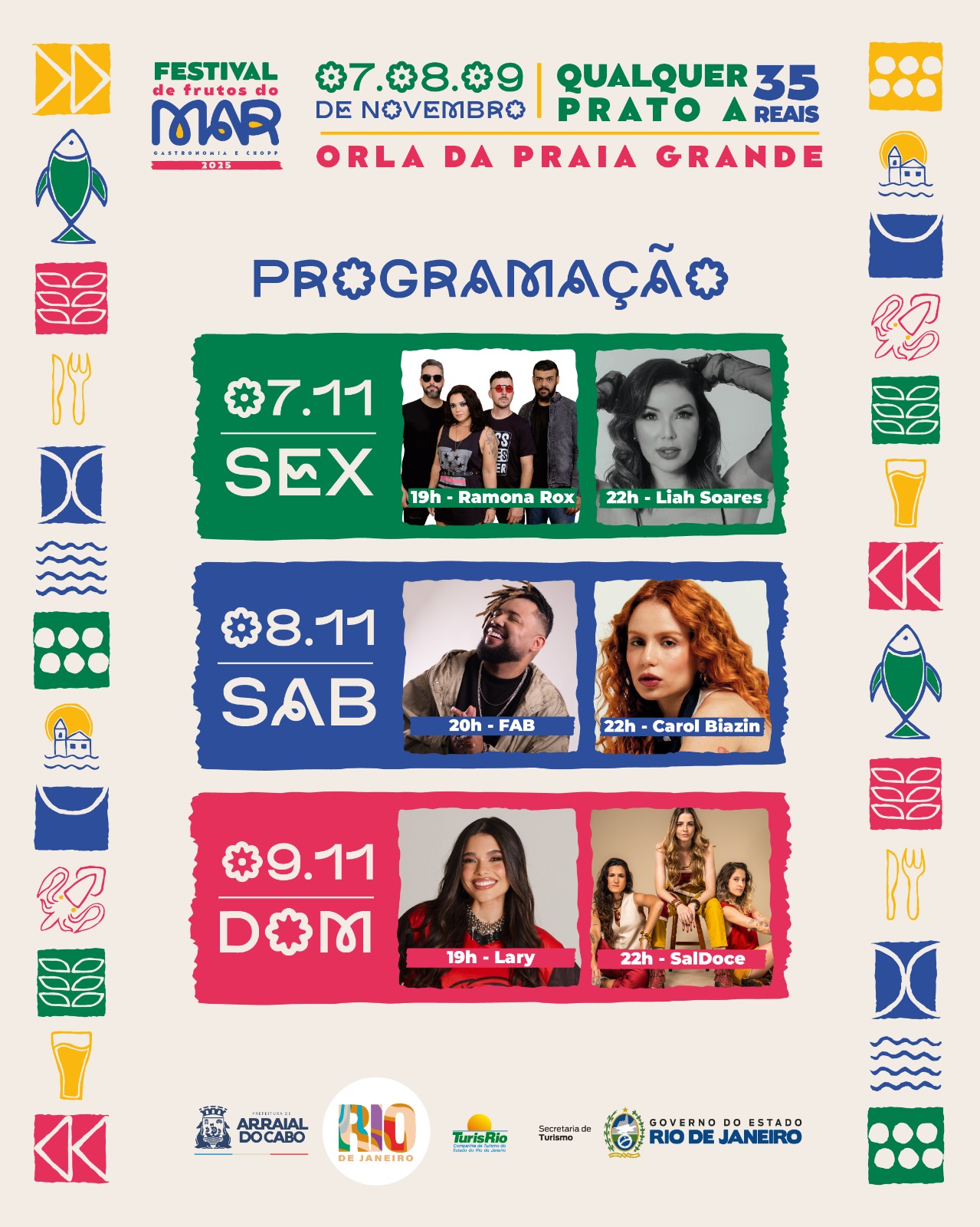 Confira a programação da 3ª Edição do Festival de Frutos do Mar - Gastronomia e Chopp