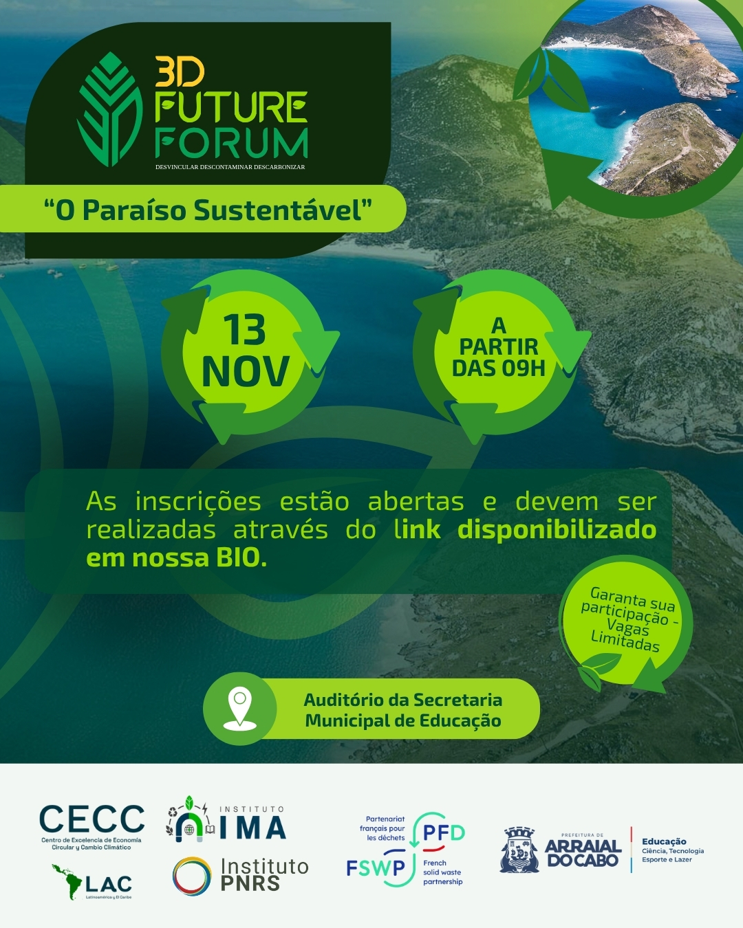 Arraial do Cabo sedia Fórum Futuro 3D para reunir lideranças em torno de cidades sustentáveis e circulares